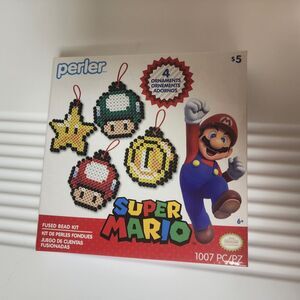 Perler Fused Bead Kit Super Mario 1007 pc Makes 4 Hanging Ornaments New & Sealed